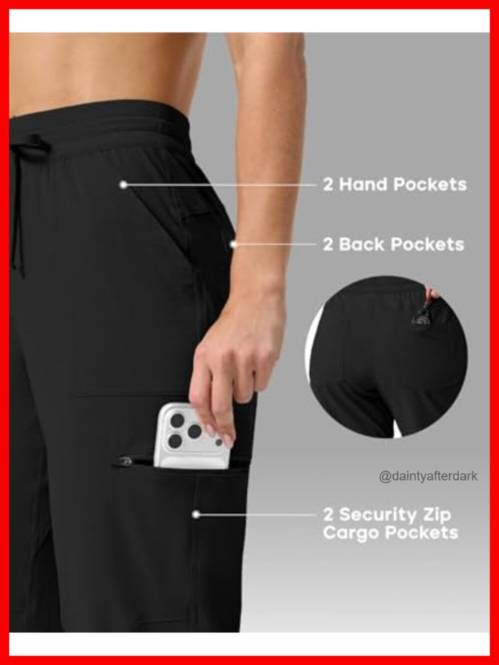 Quick Dry Lightweight Hiking Cargo Pants UPF 50+ Water-Resistant - Picture 3 of 6